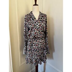 Stellah New York Rainbow Cheetah Print Cinched Waist Ruffle Dress NWT | S